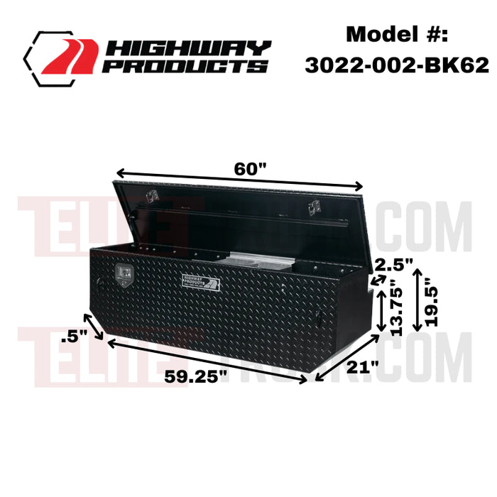 Highway Products 60 X 19.5 X 21 Chest Tool Box With Black Diamond Plate Lid Black Diamond Plate Base 3022-002-BK62