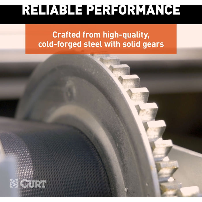 CURT Hand-Crank 2-Speed Winch, 2,600 lbs, 5.1:1 High, 12.7:1 Low Gear Ratio, 10.6" Handle Model 29526
