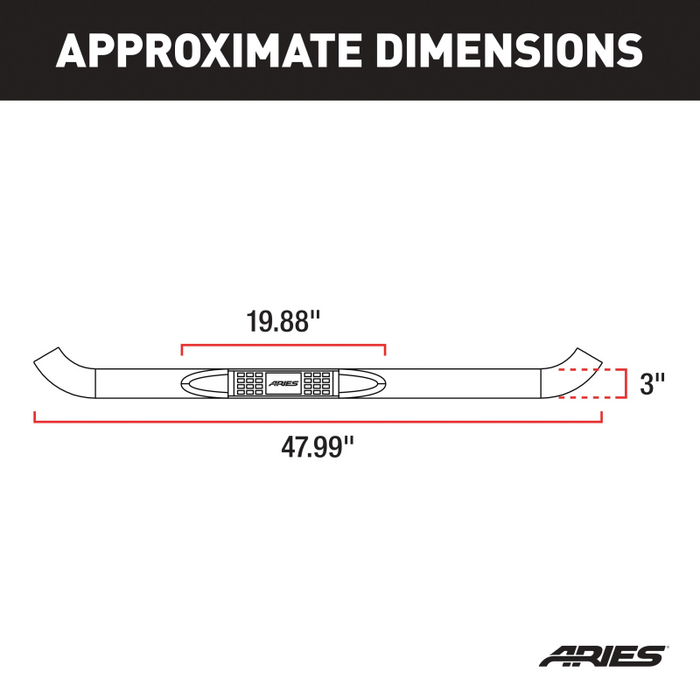 ARIES 3" Round Black Steel Side Bars, Fits Select Ford Bronco Model 203038