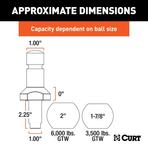 CURT 1-7/8 and 2-Inch Chrome Steel Switch Ball Set, Up to 6,000 lbs. GTW Model 42178
