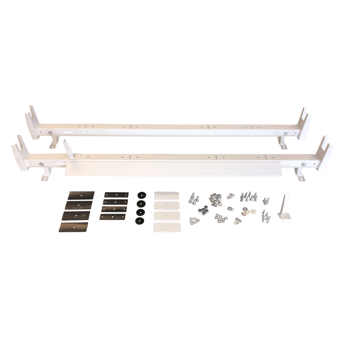 TrailFX Universal 2 Bar Van Ladder Rack W/O Gutters 500 LB Capacity Bar 53" To 63" Adjustable Length White Steel Model FCLR005W