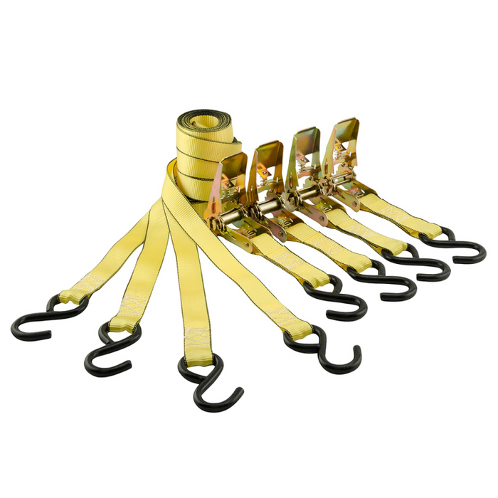 Erickson Manufacturing 4 Pack 1 In X 10Ft 900Lb Ratchet Tie Down Straps Yellow Model 01411