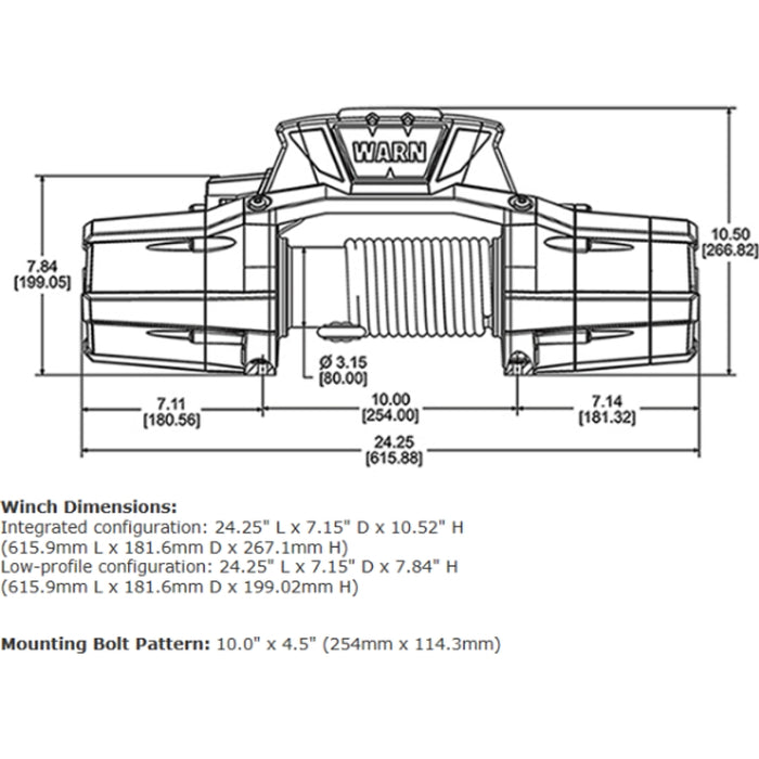 Warn ZEON 12 Platinum Winch, Pull Capacity 12,000 lb, 80 Feet Of Steel Rope Model 92820