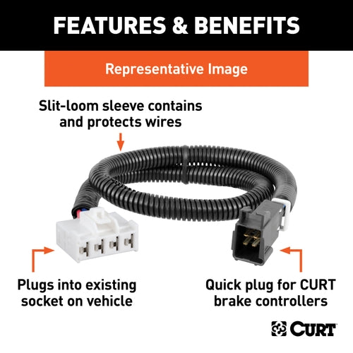 CURT Quick Plug Electric Trailer Brake Controller Wiring Harness, Fits Select Ford F-Series Super Duty, E-Series, Expedition, Lincoln Navigator Model 51432