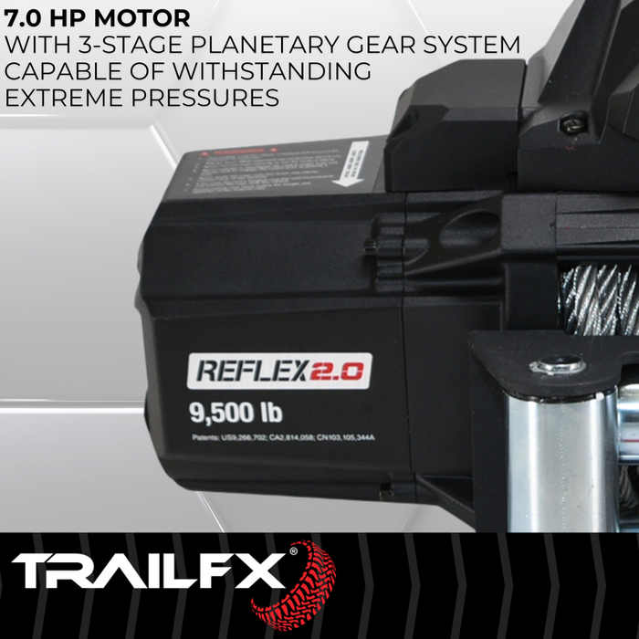 TrailFX REFLEX 2.0 Winch 9500LB Steel Cable Model WR295B