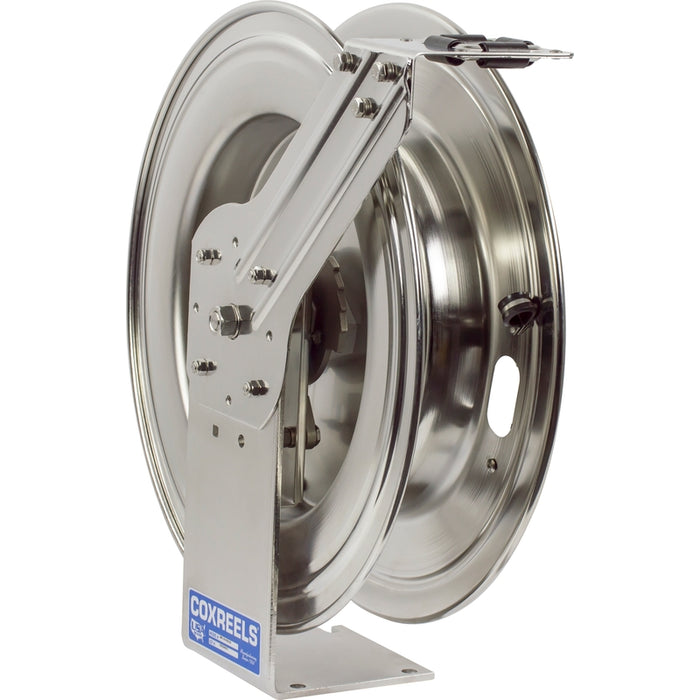 Coxreels MP-SS Series Electro-Polished Stainless Steel Spring Driven Hose Reel 3/8 in. x 50 ft. 3000 PSI Super Hub - No Hose Model MPL-N-350-SS