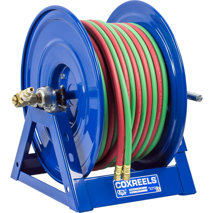 Coxreels 1275W Series Bevel Geared Hand Crank Welding Dual Hose Reel 3/8 in. x 100 ft. oxy-acet - Hose Included Model 1275W-3-100-C