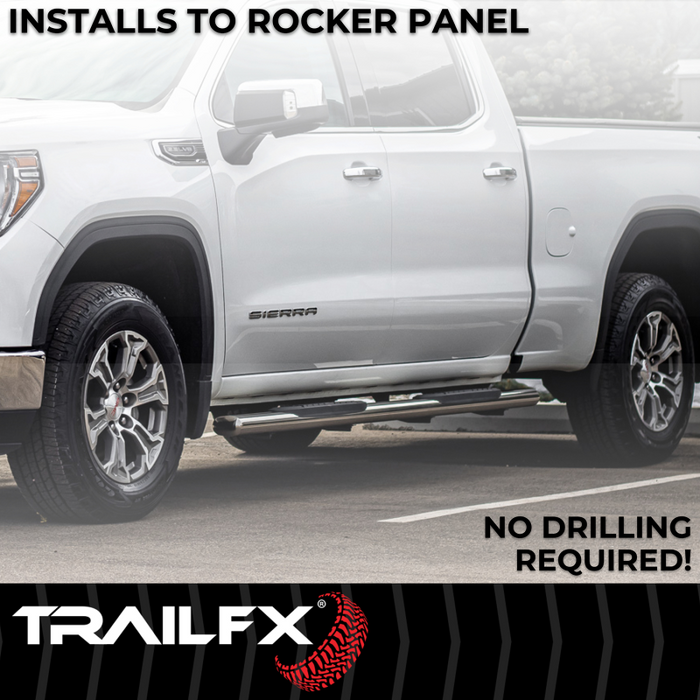 TrailFX 5" Oval Straight Step Nerf Bars W/ Step Pads Polised Stainless Steel Model A7103S