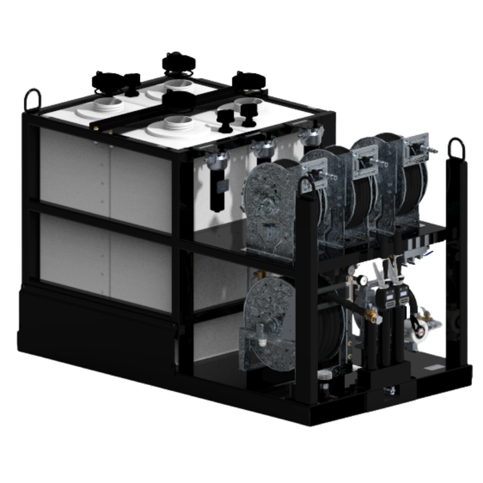 Maintainer Air-Powered Mobile Lube Skid #3, 4-Pump Kit - Triple 55 Gal Oil Tanks, 55 Gal Used Oil Tank - 75.5"L x 42"W x 49"H Model 021522