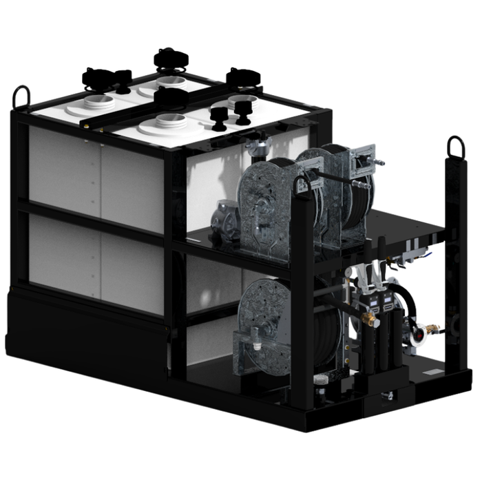 Maintainer Air-Powered Mobile Lube Skid #2, 3-Pump Kit - Single 55 Gal Oil Tank, Single 55 Gal Antifreeze Tank With 110 Used Oil Tank - 75.5"L x 42"W x 49"H Model 021585