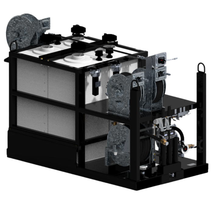 Maintainer Air-Powered Mobile Lube Skid #5, 4-Pump Kit - Dual 55 Gal Oil Tanks, 110 Gal Used Oil Tank With 120LB Grease Kit - 93.5"L x 42"W x 55.5"H Model 021587
