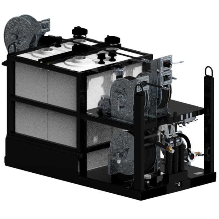 Maintainer Air-Powered Mobile Lube Skid #6, 4-Pump Kit - Single 55 Gal Oil Tank, Single 55 Gal Antifreeze Tank, 110 Gal Used Oil Tank With 120LB Grease Kit - 93.5"L x 42"W x 55.5"H Model 021588