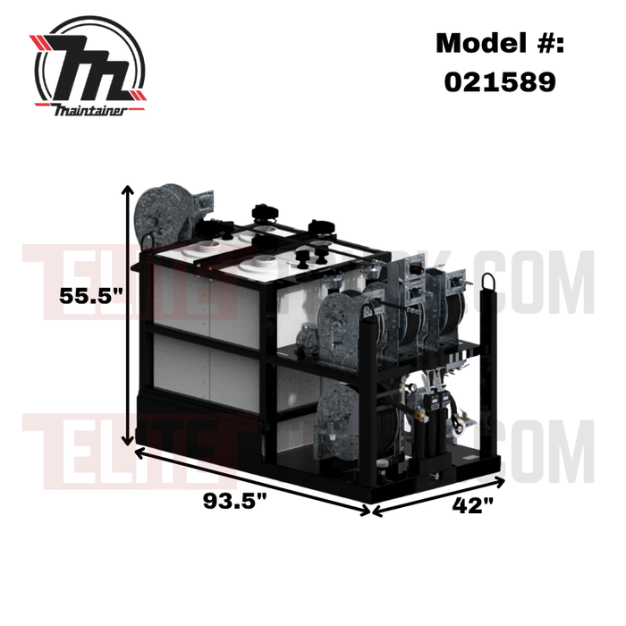 Maintainer Air-Powered Mobile Lube Skid #7, 5-Pump Kit - Triple 55 Gal Oil Tanks, 55 Gal Used Oil Tank With 120LB Grease Kit - 93.5"L x 42"W x 55.5"H Model 021589