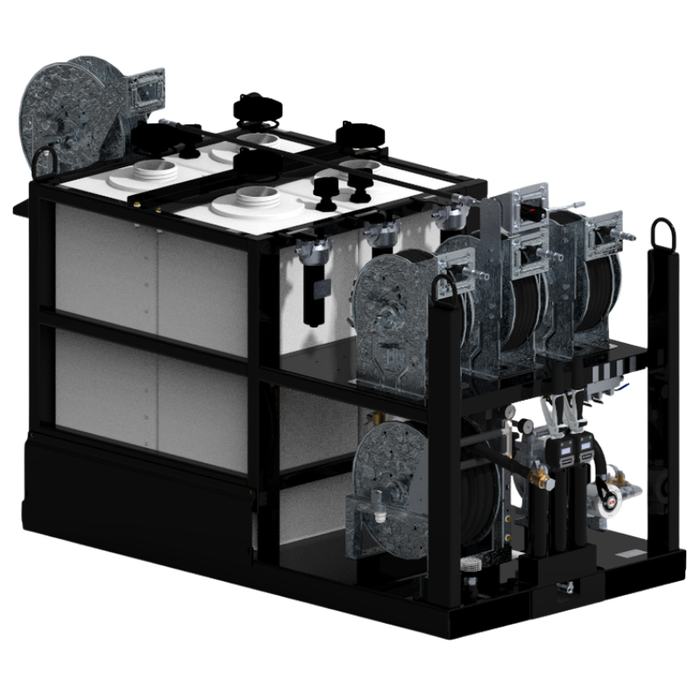 Maintainer Air-Powered Mobile Lube Skid #7, 5-Pump Kit - Triple 55 Gal Oil Tanks, 55 Gal Used Oil Tank With 120LB Grease Kit - 93.5"L x 42"W x 55.5"H Model 021589