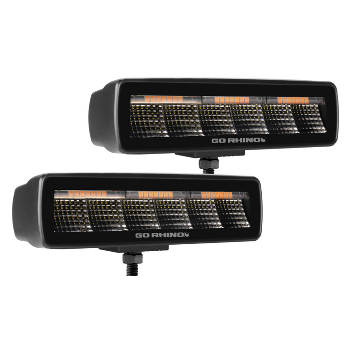 Go Rhino Blackout Series SIXLINE 6-LED Flood Light Pods, W/Amber LEDs Model 750600622FBS