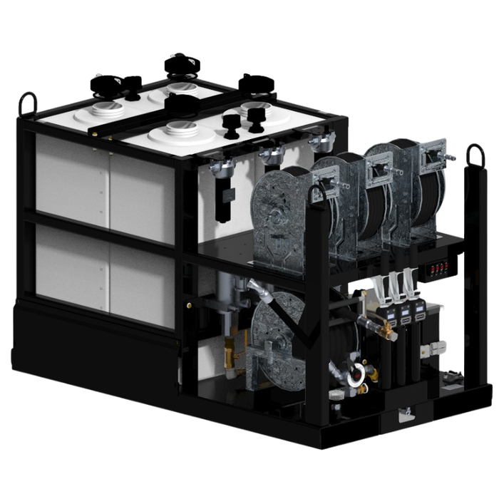 Maintainer Electric-Powered Mobile Lube Skid E3, 4-Pump Kit - Triple 55 Gal Oil Tanks, 55 Gal Used Oil Tank - 75.5" L x 42" W x 49" H Model 027791
