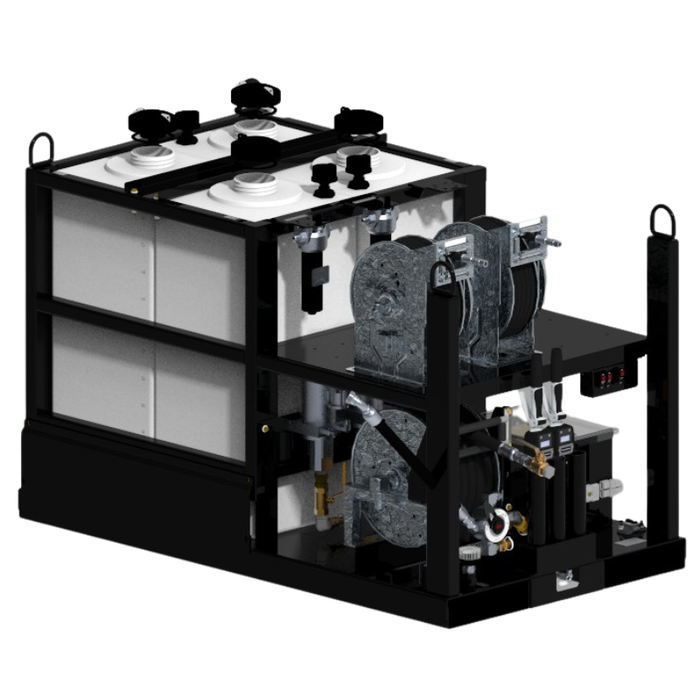 Maintainer Electric-Powered Mobile Lube Skid E1, 3-Pump Kit - Dual 55 Gal Oil Tanks, 110 Gal Used Oil Tank - 75.5" L x 42" W x 49" H Model 028559