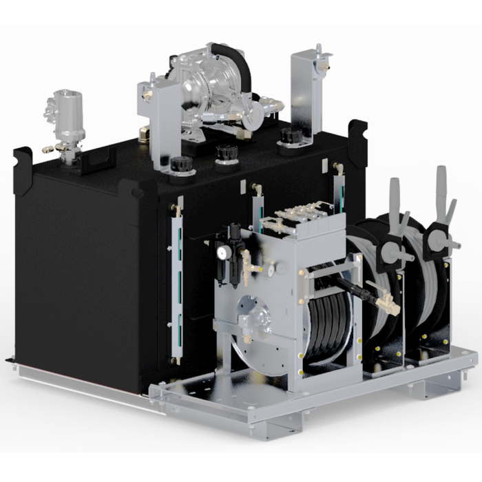 Maintainer Lube Pro 80F Aluminum Air-Powered Mobile Lube Skid - No Air Reel, With Filters - 3-Pump Kit - Dual 38 Gal Oil Tanks, 50 Gal Used Oil Tank - 49.5"L x 46"W x 47.5"H Model 028821