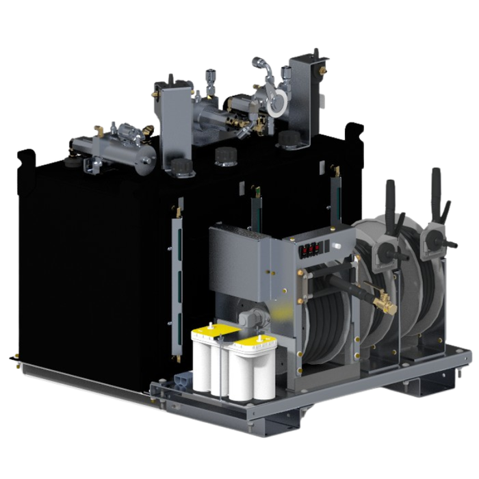 Maintainer Lube Pro 80F Aluminum Electric-Powered Mobile Lube Skid - No Air Reel, With Filters - 3 Pump Skid - Dual 38  Gal Oil Tanks, 50 Gal Used Oil Tank - 49.5"L x 46"W x 47.5"H Model 028947