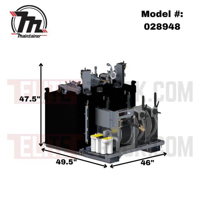 Maintainer E-Lube Pro 80 Aluminum Electric-Powered Mobile Lube Skid - No Air Reel, No Filters - 3 Pump Skid - Dual 38 Gal Oil Tanks, 50 Gal Used Oil Tank - 49.5"L x 46"W x 47.5"H Model 028948