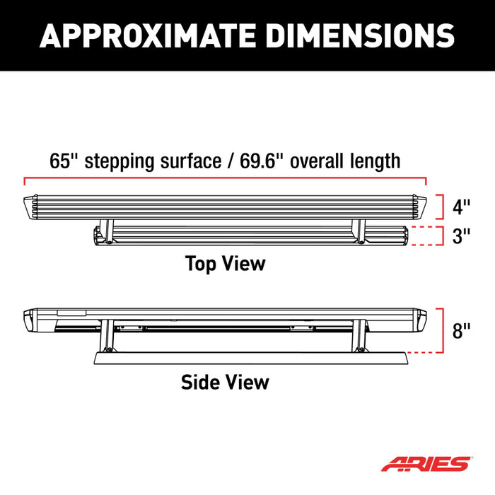 ARIES ActionTrac 69.6" Powered Running Boards, Select Jeep Wrangler JL Model 3036571