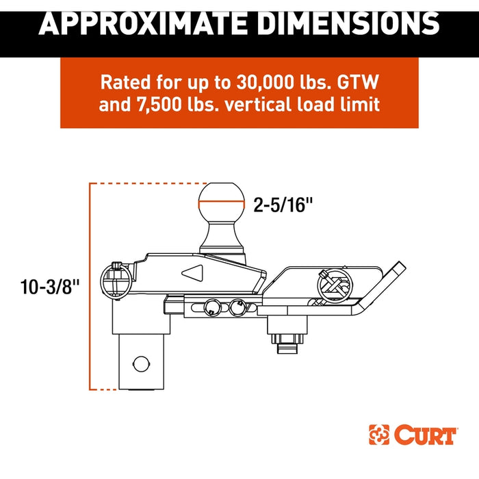CURT Multi-Fit OEM Puck System Gooseneck Ball with 4" Offset, Fits Select Chevrolet, Ford, GMC, Nissan, Ram Trucks Model 60663
