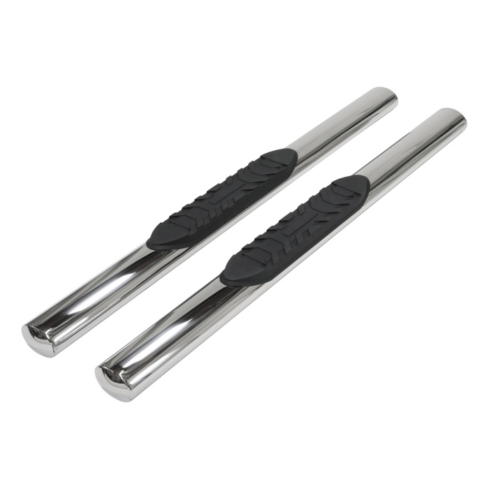 TrailFX 4" Oval Straight Step Nerf Bars W/ Step Pads Polished Stainless Steel Model A1557S