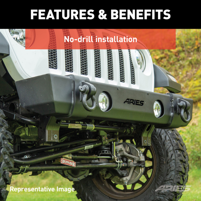 ARIES TrailCrusher Jeep JL, Gladiator Steel Front Bumper with Brush Guard, 12.5K Model 2186002