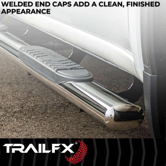 TrailFX 5" Oval Straight Step Nerf Bars W/ Step Pads Polised Stainless Steel Model A7103S