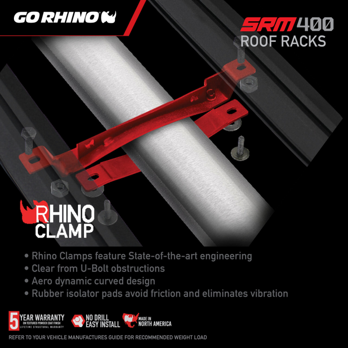 Go Rhino SRM400 68" Long x 52" Wide Fabricated Customizable Steel Basket Roof Rack Model 5934068T
