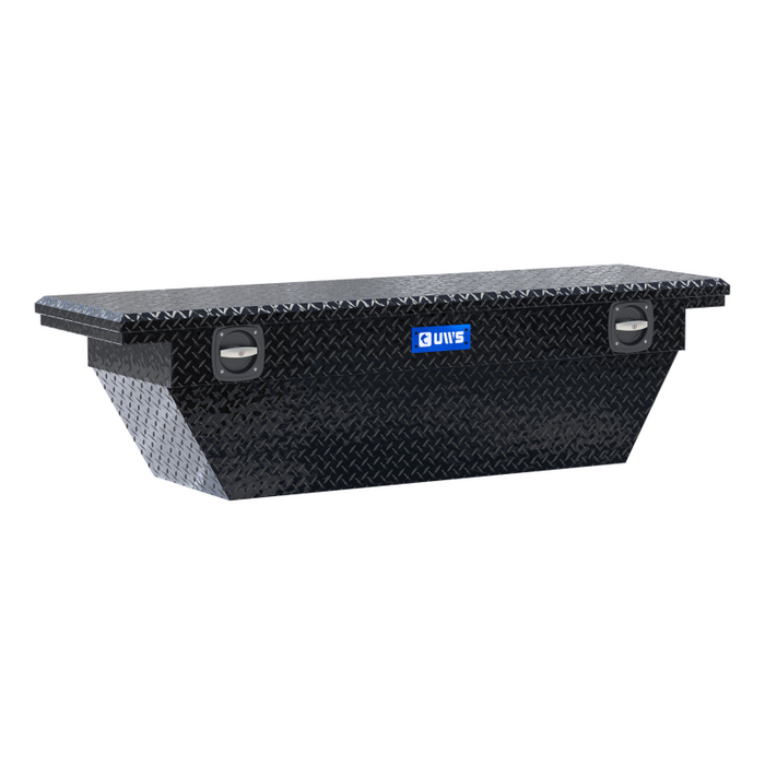 UWS 69" Gloss Black Aluminum Angled Secure Lock Crossover Truck Tool Box with Low Profile Model SLD-69-A-LP-BLK