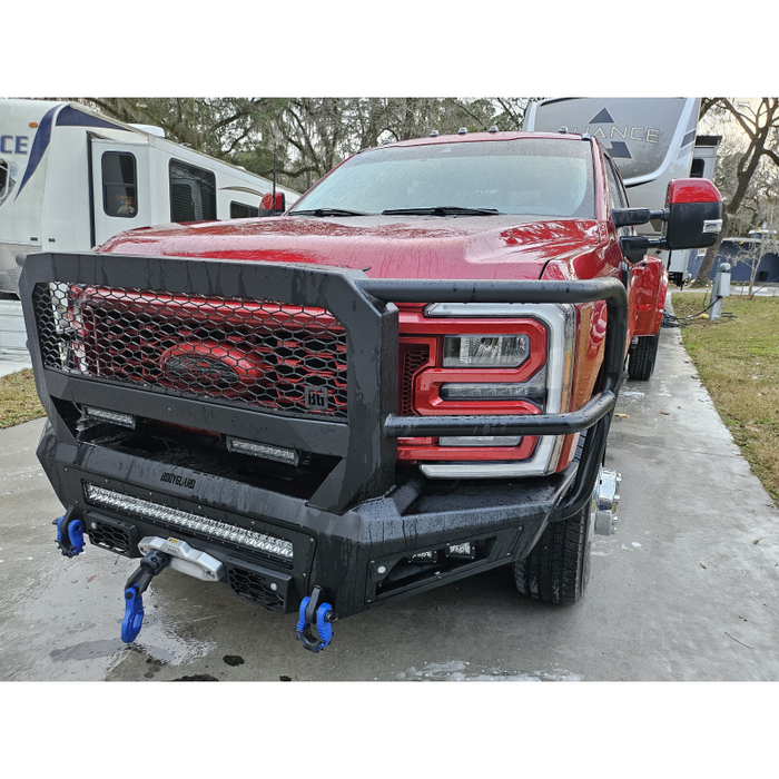 Bodyguard A2 Front Extreme - ACC Compatible Sensor Cutouts W/ Mesh Grille With Camera Harness Texture Black Powder Coat Model CEF23BYTMH