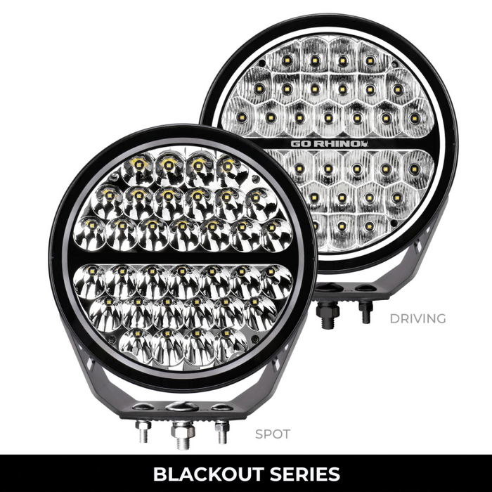 Go Rhino Blackout Series MAXROUND 9" Round LED Spot Light w/Daytime Running Lights Model 751700911SRS