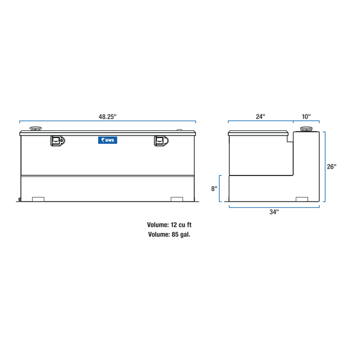 UWS Matte Black 85-Gallon Steel-Aluminum Combo Transfer Tank Model ST-85-COMBO-MB