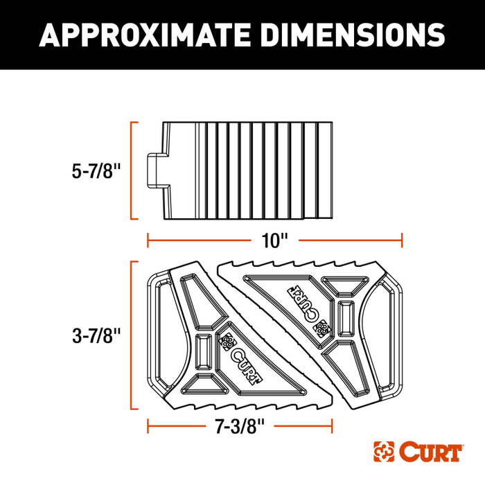 CURT HD Wheel Chocks 2-Pack with Mounting Bracket Model 22802