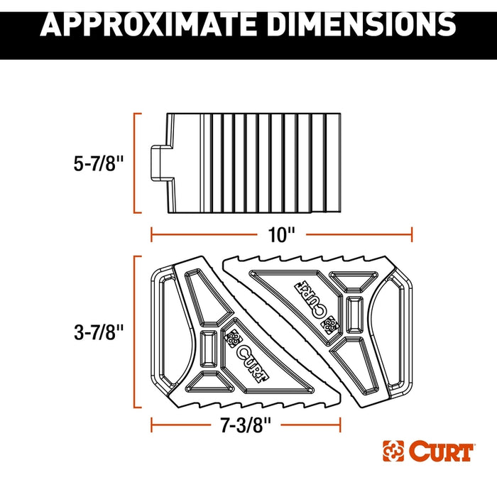 CURT HD Wheel Chocks 2-Pack with Mounting Bracket Model 22802