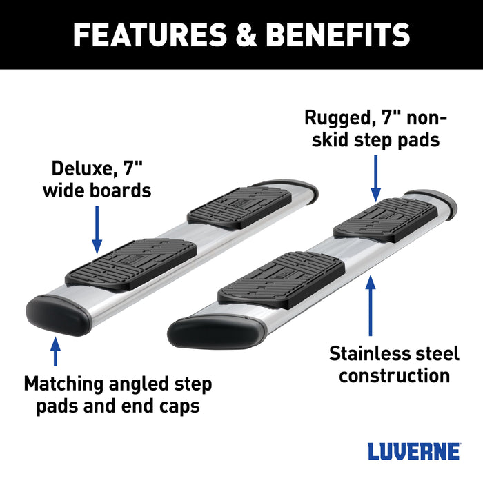Luverne Regal 7 Polished Stainless 93" Oval W2W Steps, Select Ford F-250, F-350, F-450 Model 477093-401733