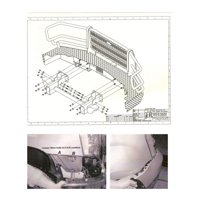 Ranch Hand Legend Series Front Bumper W/ Grille Guard Fits Select 07-10 Chevrolet Silverado 2500 HD/3500 HD Model FBC081BLR