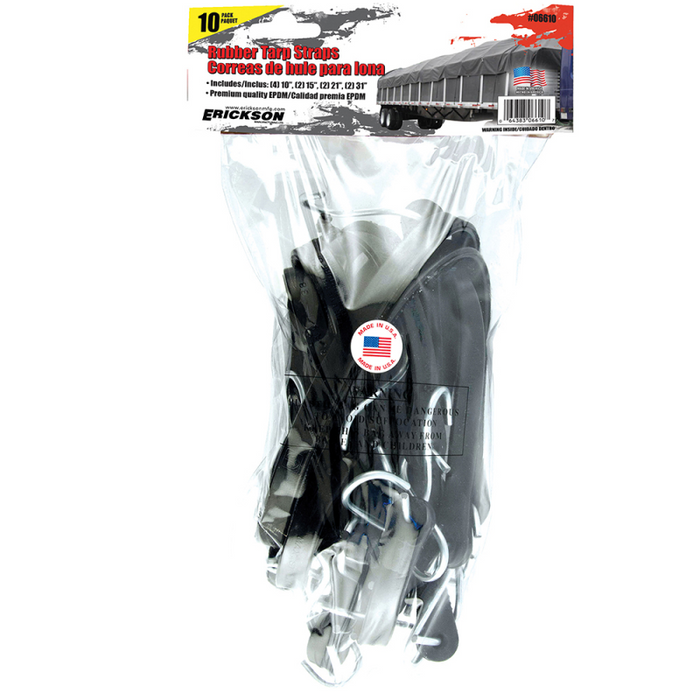 Erickson Manufacturing 10 Pack Rubber Tarp Straps 10 In, 15 In, 21 In, 31 In Model 06610
