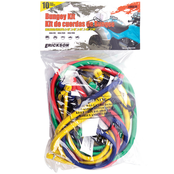 Erickson Manufacturing Standard Bungey 10 Pack Bag Of Bungey Cords 13In,18In,24In,30In,36In Model 06619