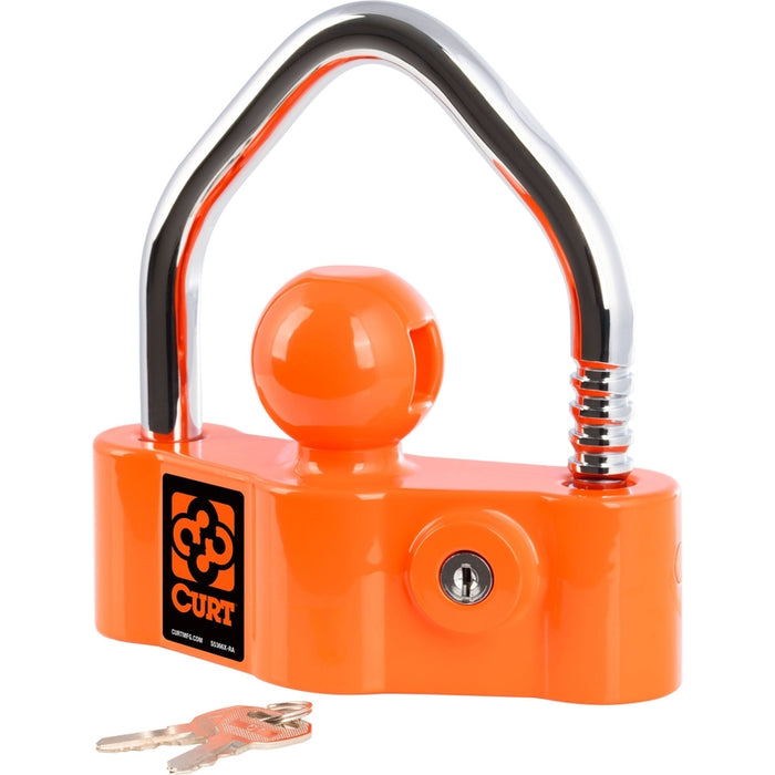 CURT Universal Heavy-Duty Trailer Coupler Lock, Bright Orange, Fits Couplers with 1-7/8", 2" or 2-5/16" Ball Diameter Model 23091