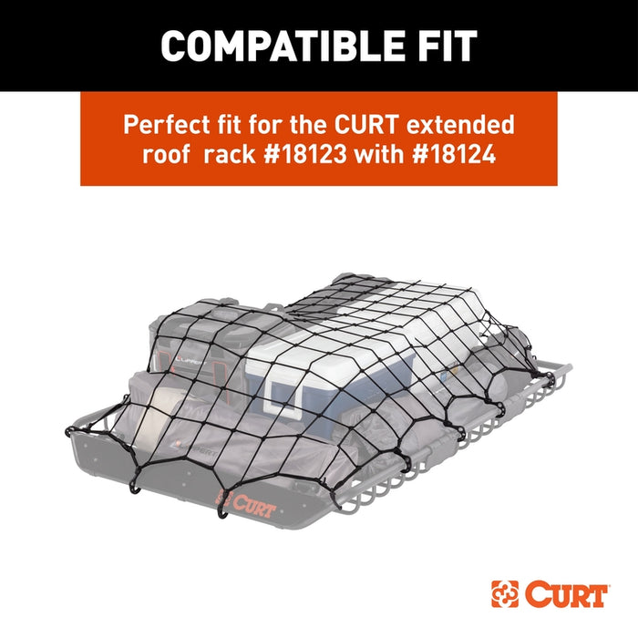 CURT 64 x 36-Inch Elastic Cargo Net with Hooks for Extended Roof Basket Model 18219