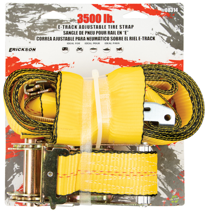 Erickson Manufacturing E-Track Adjustable Tire Strap Yellow Model 08314