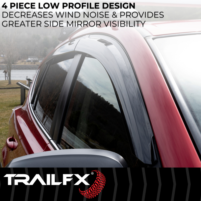 TrailFX Low Profile Side Window Deflector Fits Front And Rear Tape-On Smoke Acrylic Set Of 4 Model 4930H