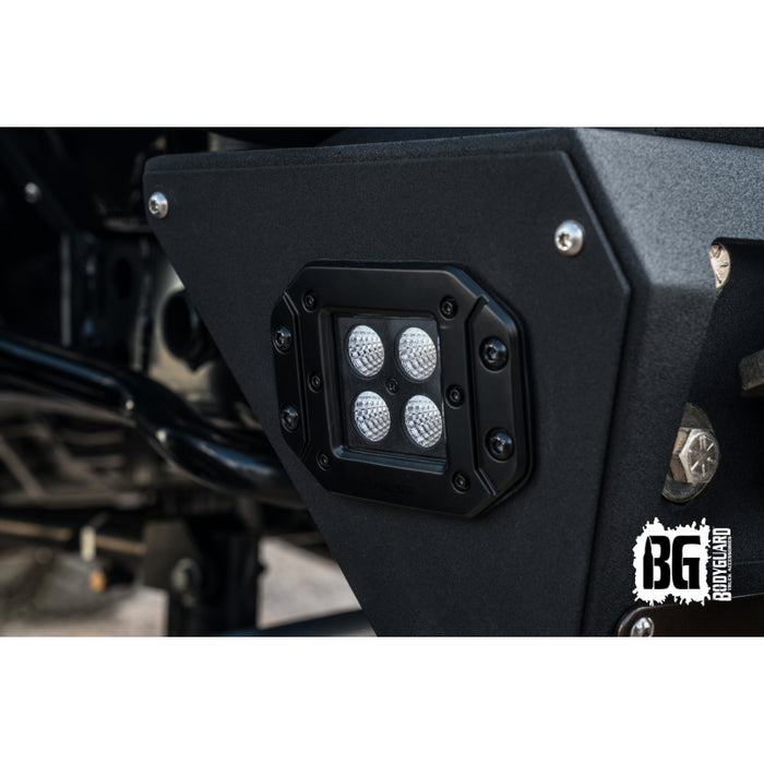 Bodyguard JK Front Bumper Stubby With Push Bar End Cap Light Cutouts No Camera Harness Or Pod Texture Black Powder Coat Model 58134TNN