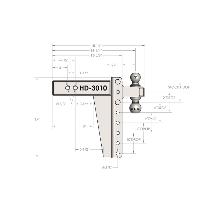 BulletProof Hitches 3.0" Heavy Duty 10" Drop/Rise Hitch Model HD3010