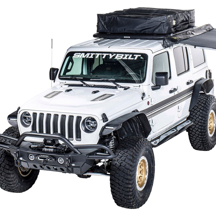 Smittybilt XRC Flat Fender Flare Kit - Set of 4 - Textured Black (18+ JLU) Model 77837