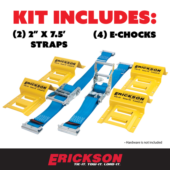 Erickson Manufacturing 2 In X 7.5Ft 4500Lb E-Track ATV Wheel Chock and Strap Kit Model 09160