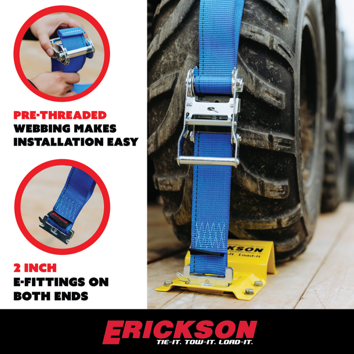 Erickson Manufacturing 2 In X 7.5Ft 4500Lb E-Track ATV Wheel Chock and Strap Kit Model 09160