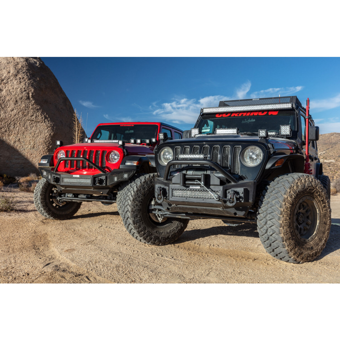 Go Rhino Rockline Winch-Ready Front Stubby Bumper With Overrider For Jeep Model 331101T